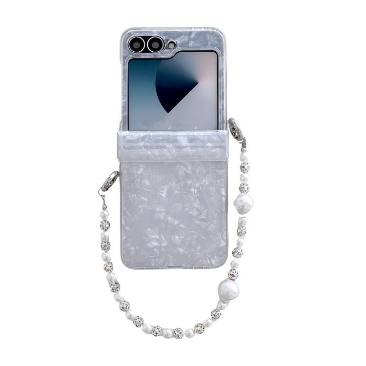 Three Parts Pearlescent Shell Texture Phone Case with Bracelet, For Samsung Galaxy Z Flip6 / Flip7 FE, For Samsung Galaxy Z Flip5