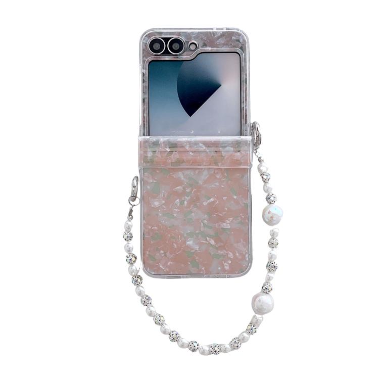 Three Parts Pearlescent Shell Texture Phone Case with Bracelet, For Samsung Galaxy Z Flip6 / Flip7 FE, For Samsung Galaxy Z Flip5