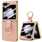 VIETAO Woven Leather Metal Ring Phone Case, For Samsung Galaxy Z Flip6 / Flip7 FE, For Samsung Galaxy Z Flip5