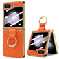 VIETAO Woven Leather Metal Ring Phone Case, For Samsung Galaxy Z Flip6 / Flip7 FE, For Samsung Galaxy Z Flip5