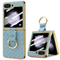 VIETAO Woven Leather Metal Ring Phone Case, For Samsung Galaxy Z Flip6 / Flip7 FE, For Samsung Galaxy Z Flip5