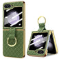 VIETAO Woven Leather Metal Ring Phone Case, For Samsung Galaxy Z Flip6 / Flip7 FE, For Samsung Galaxy Z Flip5