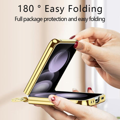 VIETAO Woven Leather Metal Ring Phone Case, For Samsung Galaxy Z Flip6 / Flip7 FE, For Samsung Galaxy Z Flip5