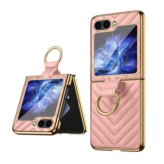VIETAO Dream Series Metal Ring Leather Phone Case, For Samsung Galaxy Z Flip6 / Flip7 FE, For Samsung Galaxy Z Flip5