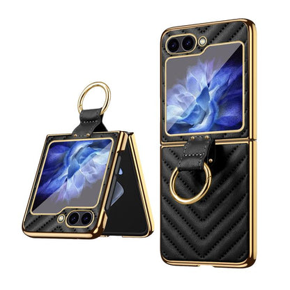 VIETAO Dream Series Metal Ring Leather Phone Case, For Samsung Galaxy Z Flip6 / Flip7 FE, For Samsung Galaxy Z Flip5