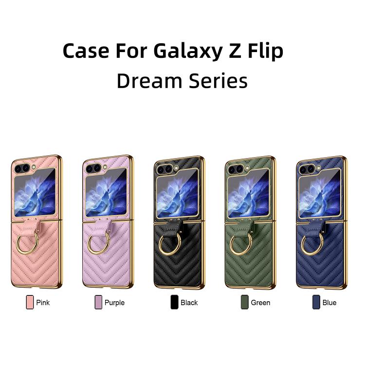 VIETAO Dream Series Metal Ring Leather Phone Case, For Samsung Galaxy Z Flip6 / Flip7 FE, For Samsung Galaxy Z Flip5