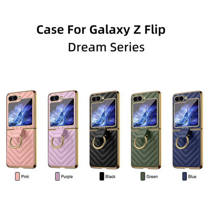 VIETAO Dream Series Metal Ring Leather Phone Case, For Samsung Galaxy Z Flip6 / Flip7 FE, For Samsung Galaxy Z Flip5