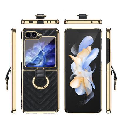 VIETAO Dream Series Metal Ring Leather Phone Case, For Samsung Galaxy Z Flip6 / Flip7 FE, For Samsung Galaxy Z Flip5