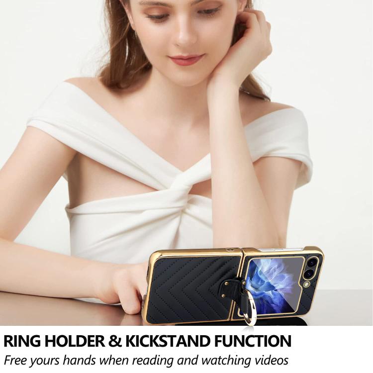 VIETAO Dream Series Metal Ring Leather Phone Case, For Samsung Galaxy Z Flip6 / Flip7 FE, For Samsung Galaxy Z Flip5