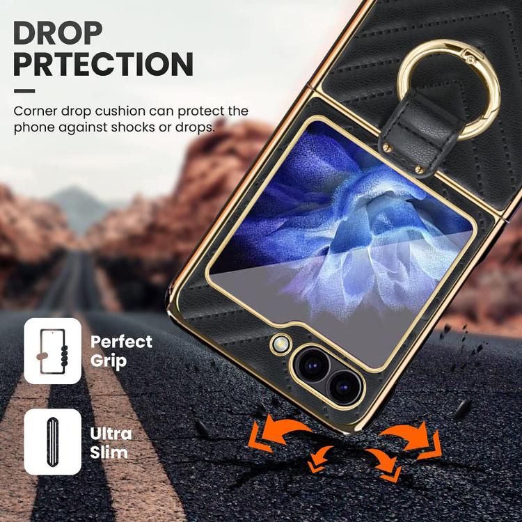 VIETAO Dream Series Metal Ring Leather Phone Case, For Samsung Galaxy Z Flip6 / Flip7 FE, For Samsung Galaxy Z Flip5