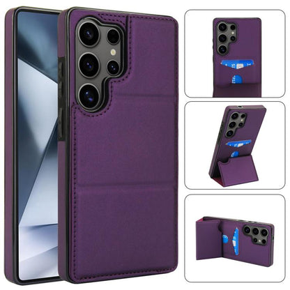 Tri-fold Holder Leather Phone Case with Card Slot, For Samsung Galaxy S25 5G, For Samsung Galaxy S25+ 5G, For Samsung Galaxy S25 Ultra 5G, For Samsung Galaxy S24 FE 5G