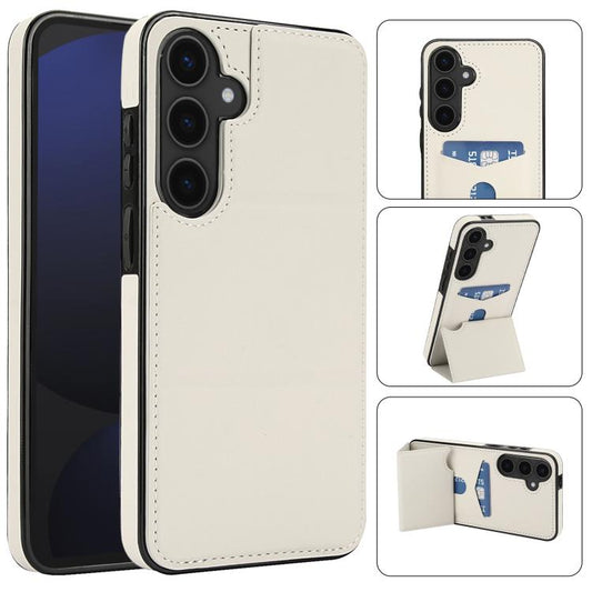 Tri-fold Holder Leather Phone Case with Card Slot, For Samsung Galaxy S25 5G, For Samsung Galaxy S25+ 5G, For Samsung Galaxy S25 Ultra 5G, For Samsung Galaxy S24 FE 5G
