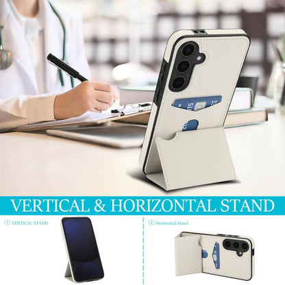 Tri-fold Holder Leather Phone Case with Card Slot, For Samsung Galaxy S25 5G, For Samsung Galaxy S25+ 5G, For Samsung Galaxy S25 Ultra 5G, For Samsung Galaxy S24 FE 5G