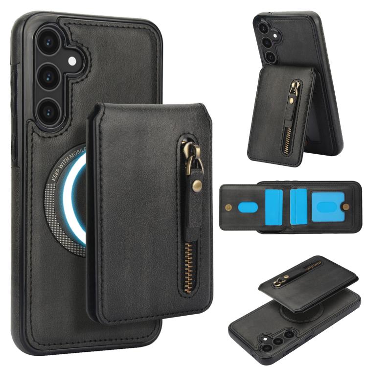 Zipper Wallet Split MagSafe Leather Back Phone Case