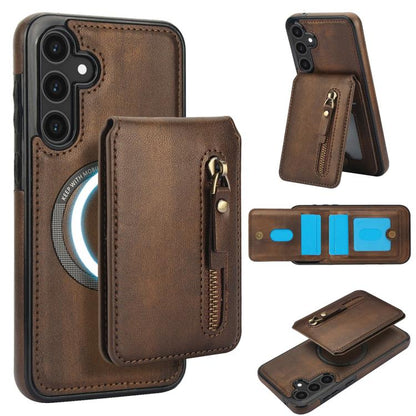 Zipper Wallet Split MagSafe Leather Back Phone Case