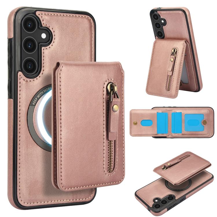 Zipper Wallet Split MagSafe Leather Back Phone Case