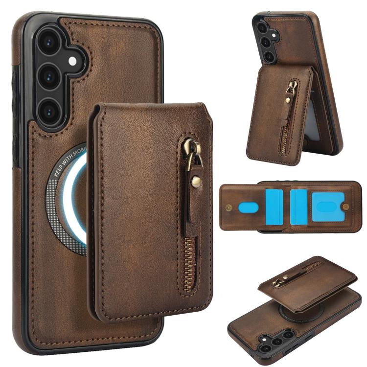 Zipper Wallet Split MagSafe Leather Back Phone Case
