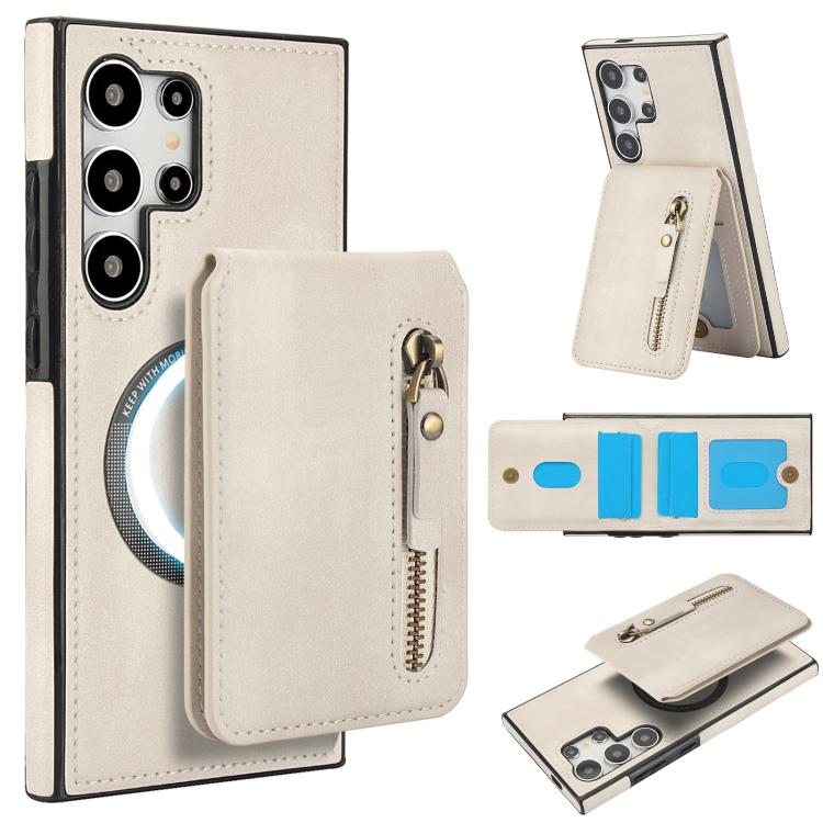 Zipper Wallet Split MagSafe Leather Back Phone Case