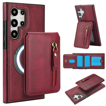 Zipper Wallet Split MagSafe Leather Back Phone Case