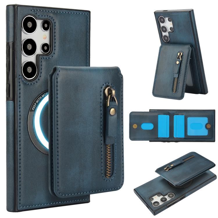 Zipper Wallet Split MagSafe Leather Back Phone Case