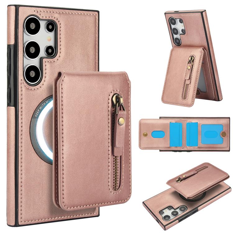 Zipper Wallet Split MagSafe Leather Back Phone Case