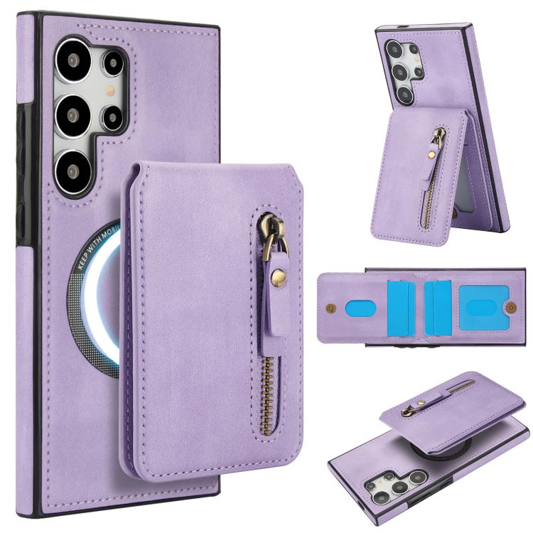 Zipper Wallet Split MagSafe Leather Back Phone Case