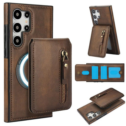 Zipper Wallet Split MagSafe Leather Back Phone Case