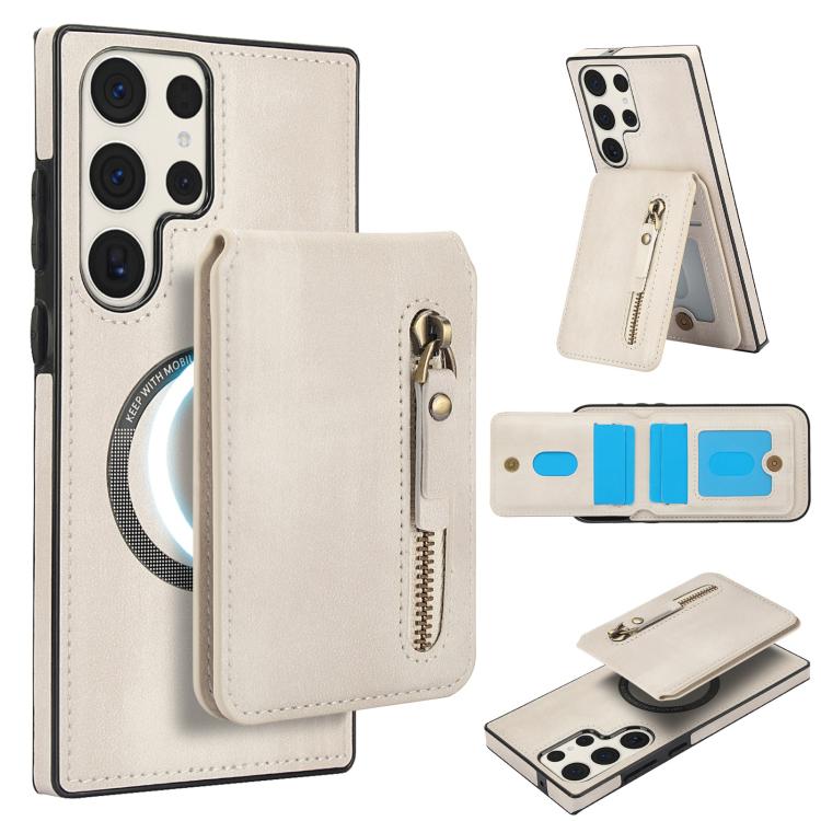 Zipper Wallet Split MagSafe Leather Back Phone Case