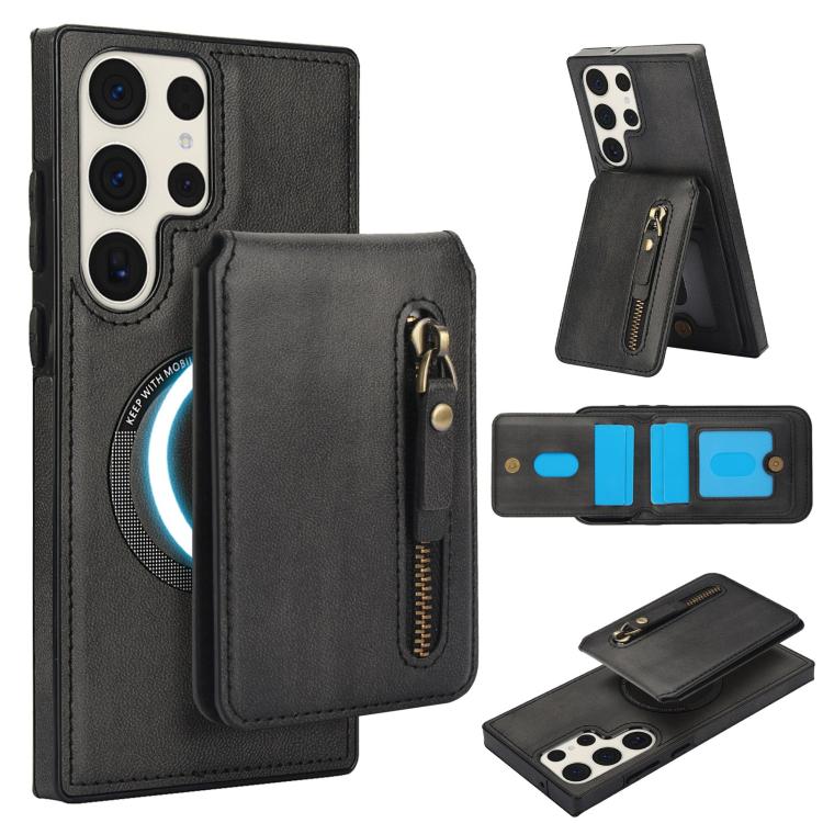 Zipper Wallet Split MagSafe Leather Back Phone Case