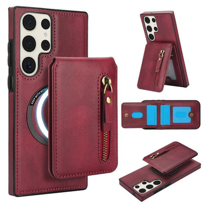 Zipper Wallet Split MagSafe Leather Back Phone Case