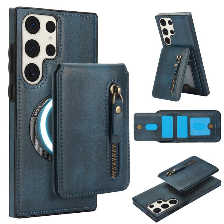 Zipper Wallet Split MagSafe Leather Back Phone Case