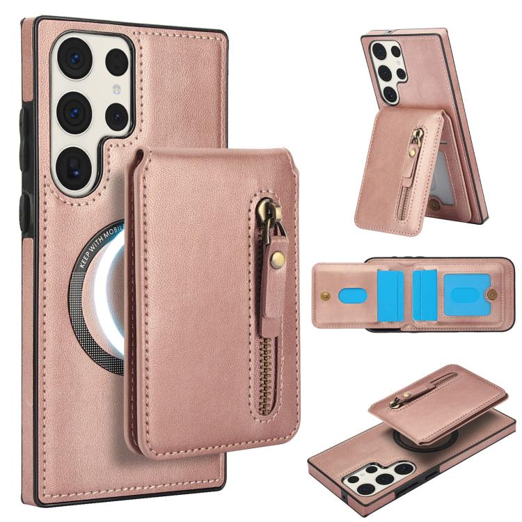 Zipper Wallet Split MagSafe Leather Back Phone Case
