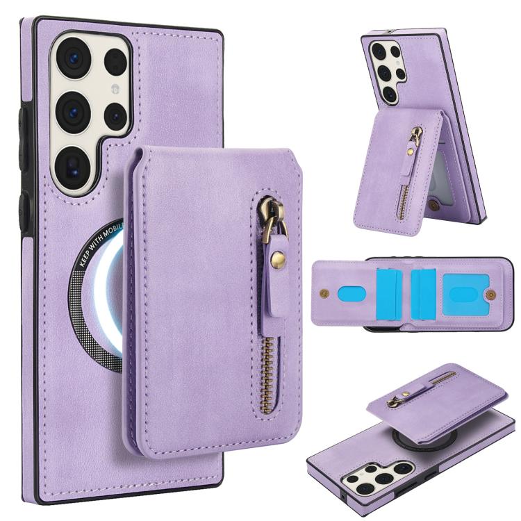 Zipper Wallet Split MagSafe Leather Back Phone Case