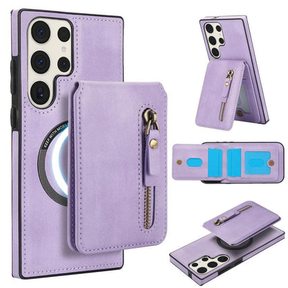 Zipper Wallet Split MagSafe Leather Back Phone Case