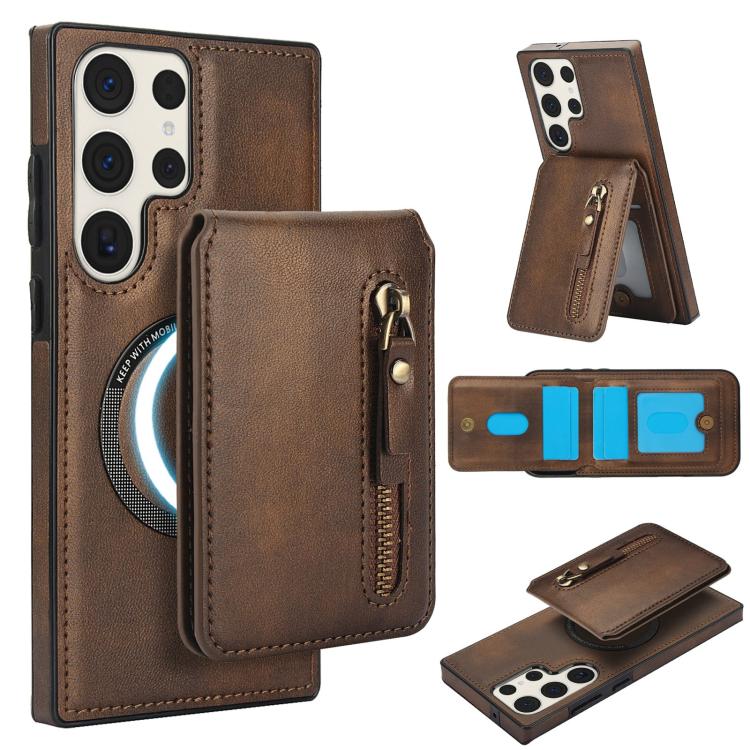 Zipper Wallet Split MagSafe Leather Back Phone Case