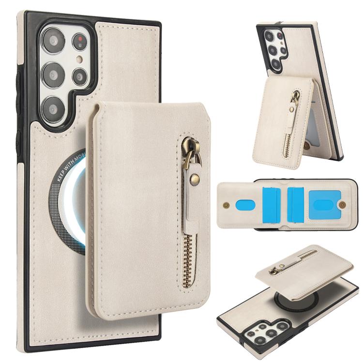 Zipper Wallet Split MagSafe Leather Back Phone Case