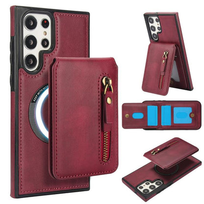 Zipper Wallet Split MagSafe Leather Back Phone Case