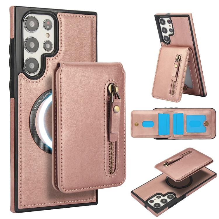 Zipper Wallet Split MagSafe Leather Back Phone Case