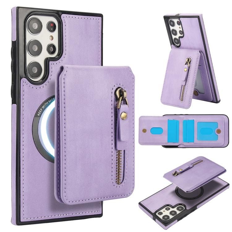Zipper Wallet Split MagSafe Leather Back Phone Case