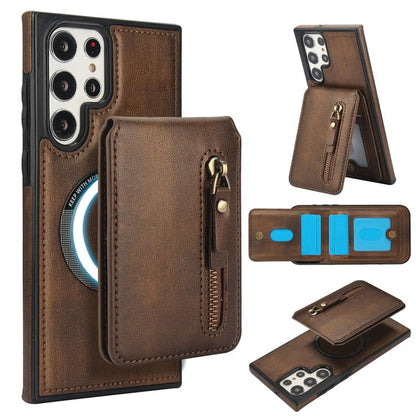 Zipper Wallet Split MagSafe Leather Back Phone Case