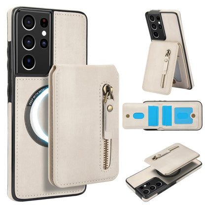 Zipper Wallet Split MagSafe Leather Back Phone Case