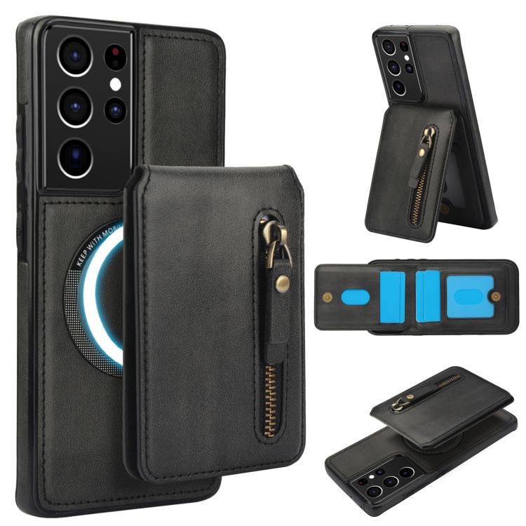 Zipper Wallet Split MagSafe Leather Back Phone Case
