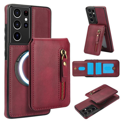 Zipper Wallet Split MagSafe Leather Back Phone Case