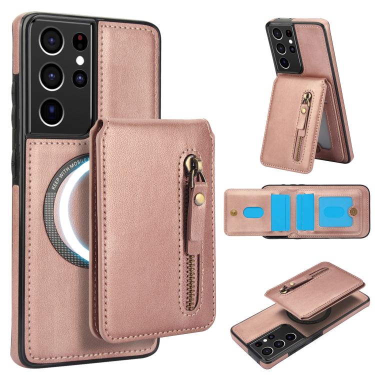 Zipper Wallet Split MagSafe Leather Back Phone Case
