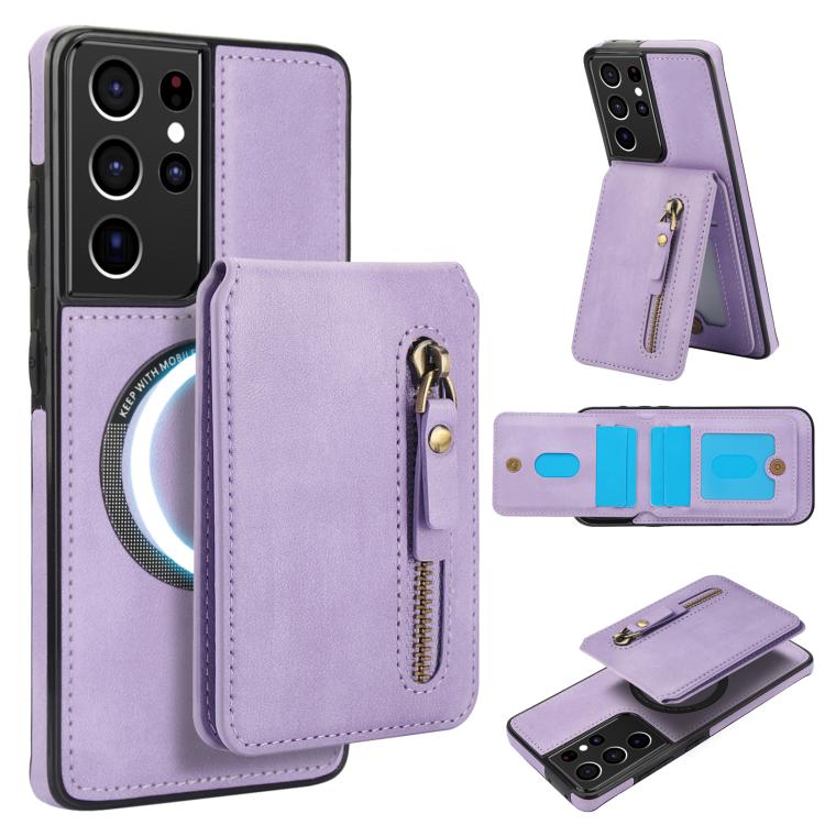 Zipper Wallet Split MagSafe Leather Back Phone Case