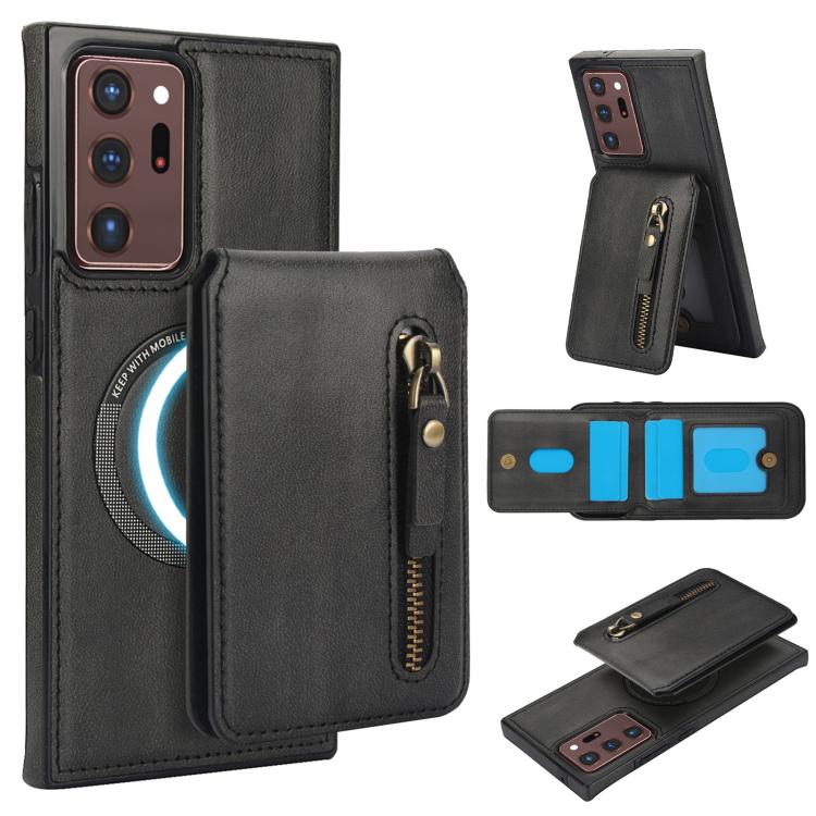 Zipper Wallet Split MagSafe Leather Back Phone Case