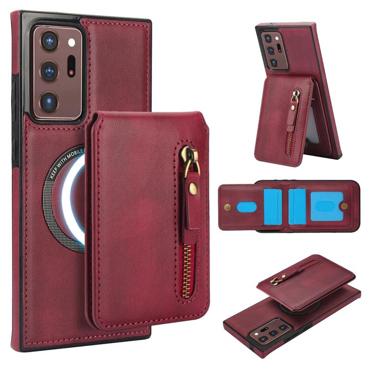 Zipper Wallet Split MagSafe Leather Back Phone Case