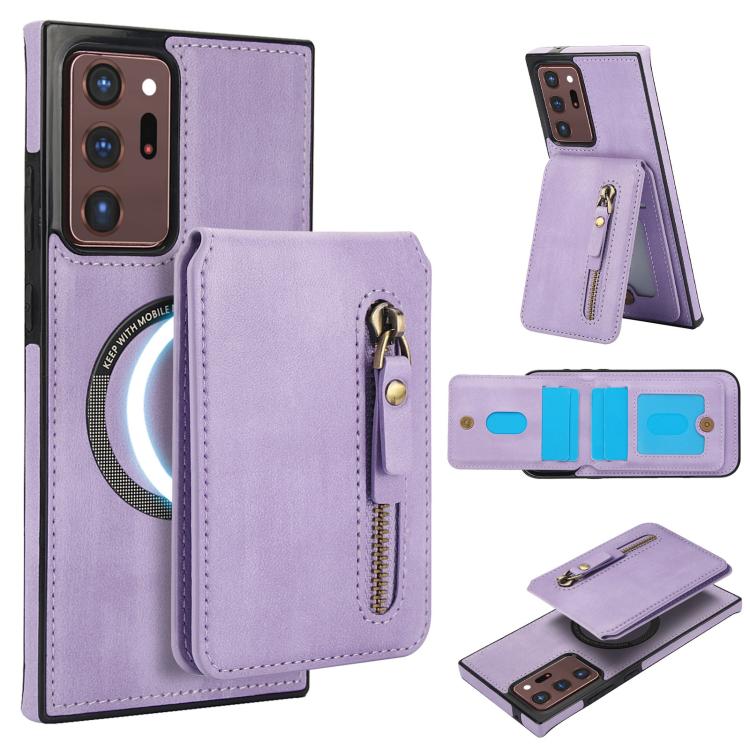 Zipper Wallet Split MagSafe Leather Back Phone Case