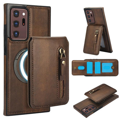 Zipper Wallet Split MagSafe Leather Back Phone Case