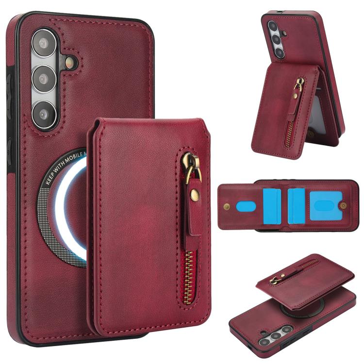 Zipper Wallet Split MagSafe Leather Back Phone Case